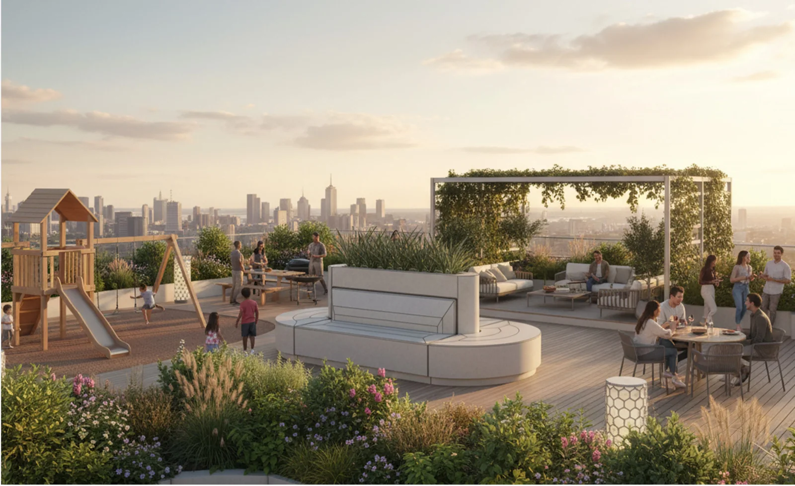 Rooftop community space render from the Transfer-Zone project