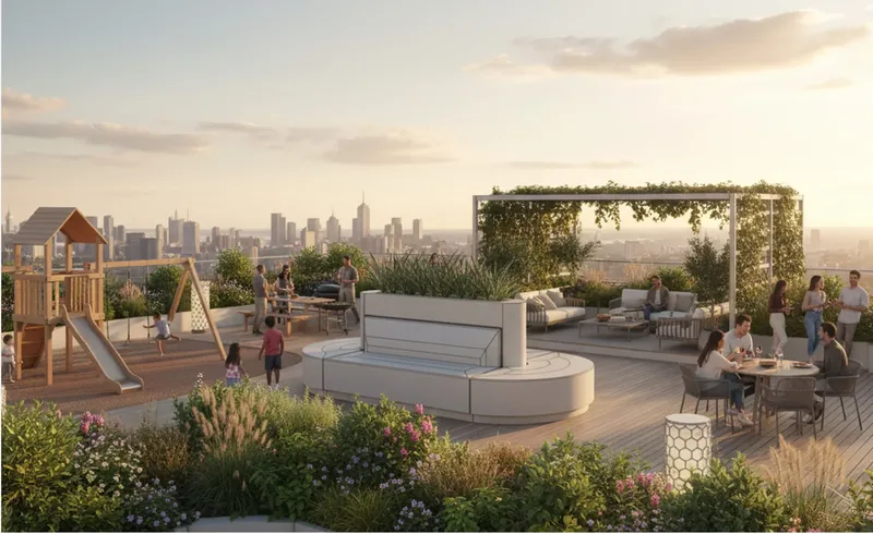 Rooftop community space render from the Transfer-Zone project